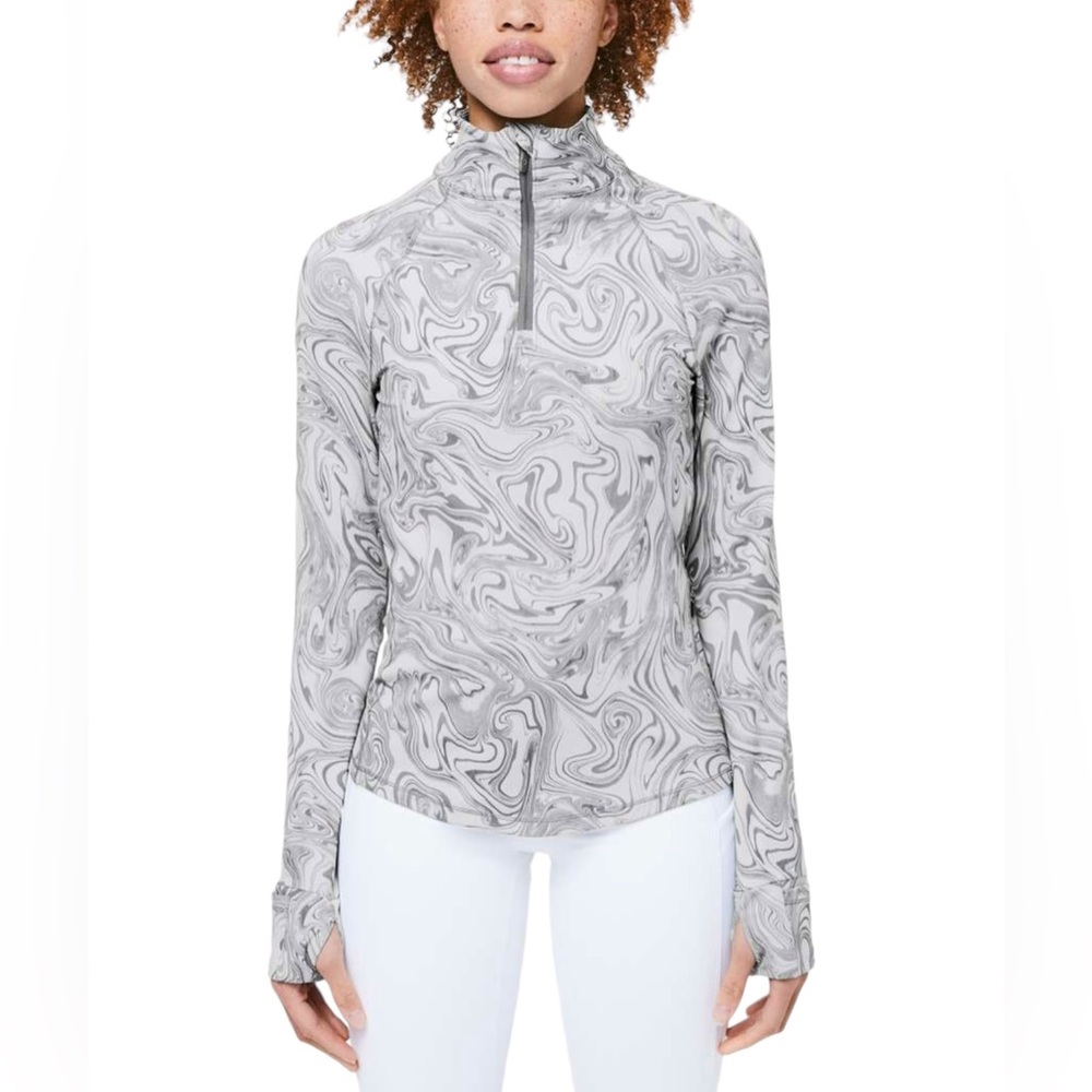 Lululemon Suminagashi Run 1/2 Zip Lab Ice Grey Size 8